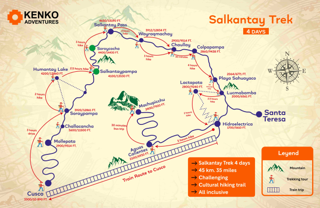 Salkantay 4-Day Tour Map.